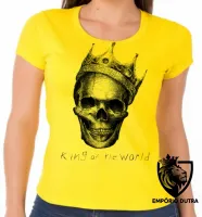 Baby look blusa feminina caveira coroa rei mexicana - Foto 4
