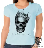 Baby look blusa feminina caveira coroa rei mexicana - Foto 5