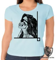 Baby look blusa feminina caveira tapa olho mexicana Different is beautiful - Foto 2