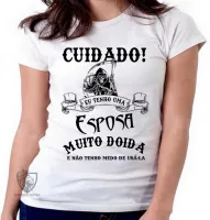 Baby look blusa feminina Cuidado tenho uma esposa doida - Foto 3