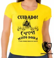 Baby look blusa feminina Cuidado tenho uma esposa doida - Foto 5