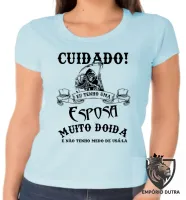 Baby look blusa feminina Cuidado tenho uma esposa doida - Foto 6
