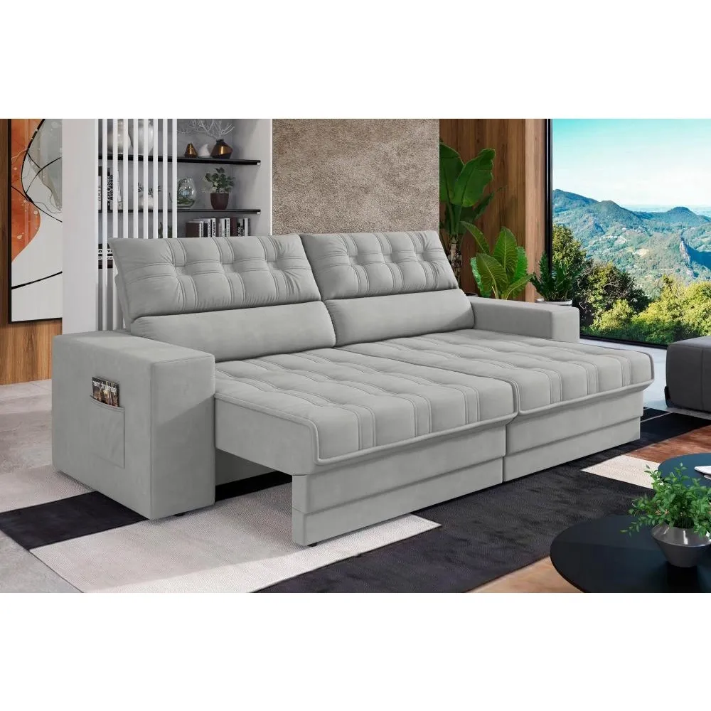 Sofá Oscar Plus 2,00m Retrátil/Reclinável Suede Areia - Xflex