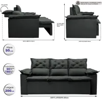 Sofá 3 Lugares Retrátil e Reclinável Cama inBox Compact 2,00m Velusoft Cinza - Foto 5