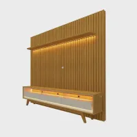 Rack com Painel para TV até 85 Polegadas LED 3 Gavetas com Pés Nobre Clean Gelius Móveis - Foto 2