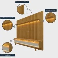 Rack com Painel para TV até 85 Polegadas LED 3 Gavetas com Pés Nobre Clean Gelius Móveis - Foto 3