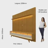 Rack com Painel para TV até 85 Polegadas LED 3 Gavetas com Pés Nobre Clean Gelius Móveis - Foto 4