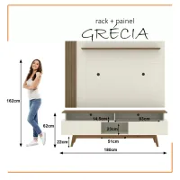 Rack com Painel Ripado para Tv até 70 Polegadas 2 Gavetas Grécia 180cm Off white/nature - Foto 2