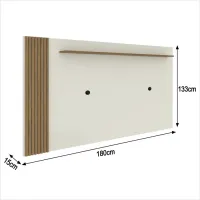 Rack com Painel Ripado para Tv até 70 Polegadas 2 Gavetas Grécia 180cm Off white/nature - Foto 3