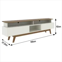 Rack com Painel Ripado para Tv até 70 Polegadas 2 Gavetas Grécia 180cm Off white/nature - Foto 4