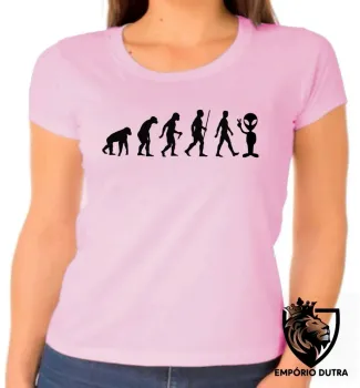 Baby look blusa feminina evolução alien et ovni