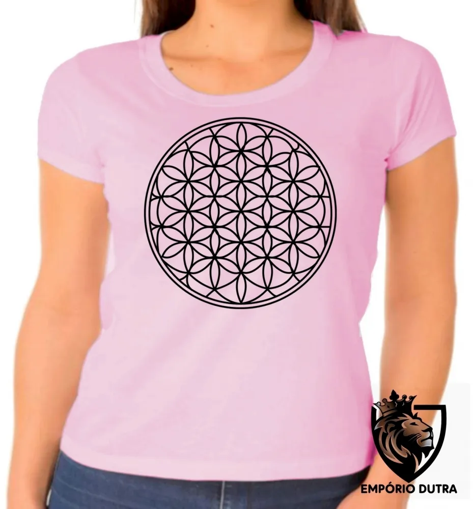 Baby look blusa feminina flor da vida geometria sagrada