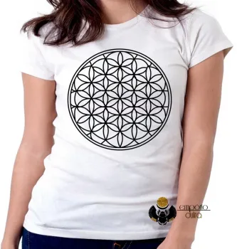 Baby look blusa feminina flor da vida geometria sagrada - Foto 2