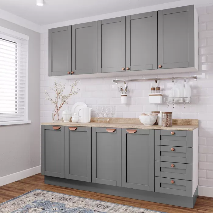 Cozinha Modulada 4 Peças com 2 Aéreos e 2 Balcões Arizona CabeCasa MadeiraMadeira Branco/Cinza Imagem