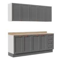 Cozinha Modulada 4 Peças com 2 Aéreos e 2 Balcões Arizona CabeCasa MadeiraMadeira Branco/Cinza - Foto 2