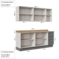 Cozinha Modulada 4 Peças com 2 Aéreos e 2 Balcões Arizona CabeCasa MadeiraMadeira Branco/Cinza - Foto 3