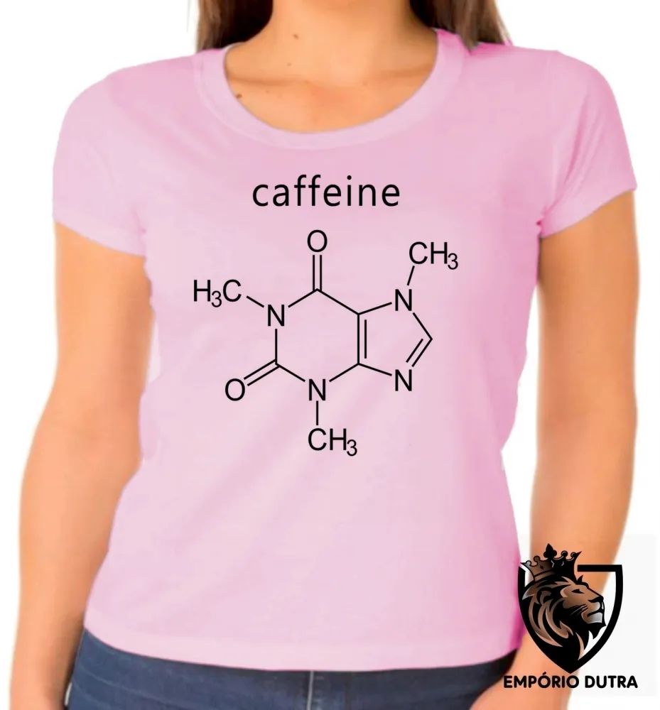 Baby look blusa feminina fórmula cafeína café molecula