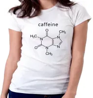 Baby look blusa feminina fórmula cafeína café molecula - Foto 5