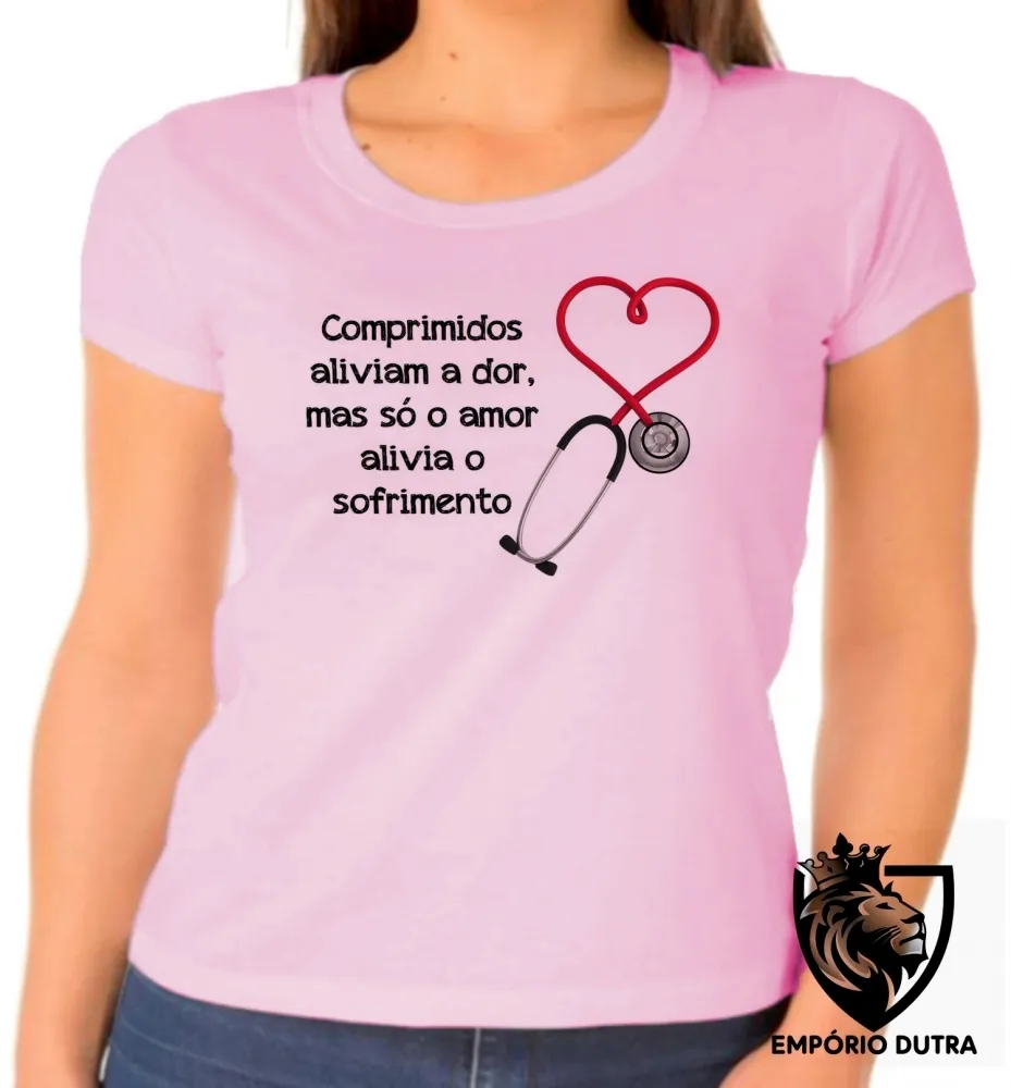 Baby look blusa feminina Enfermagem comprimidos Imagem