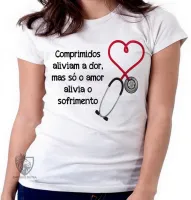 Baby look blusa feminina Enfermagem comprimidos - Foto 5