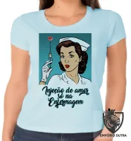 Baby look blusa feminina Enfermagem injeção de amor - Foto 2