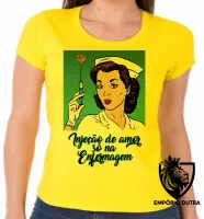 Baby look blusa feminina Enfermagem injeção de amor - Foto 3