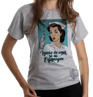 Baby look blusa feminina Enfermagem injeção de amor - Foto 6