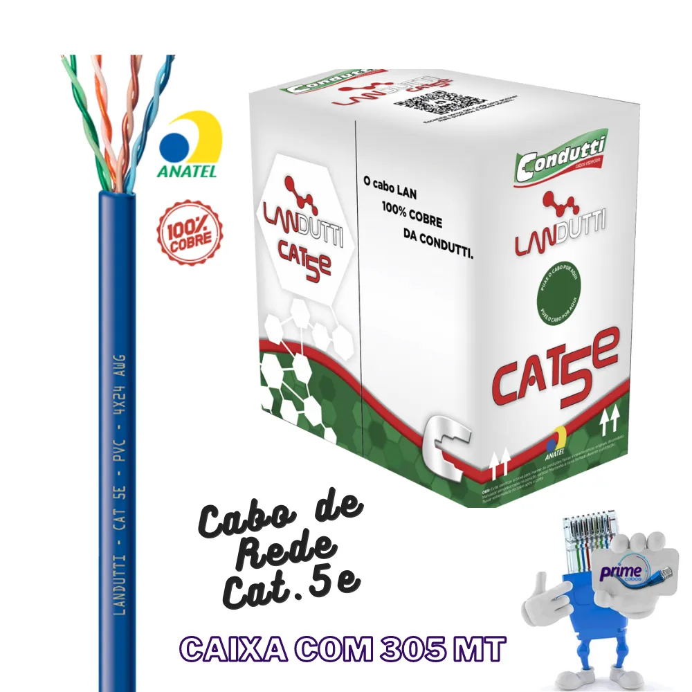 Copperlan  Cabos De Rede Cat5 4 Pares - Cabo de Internet RJ45 PC Rolo 305 metros Caixa Imagem