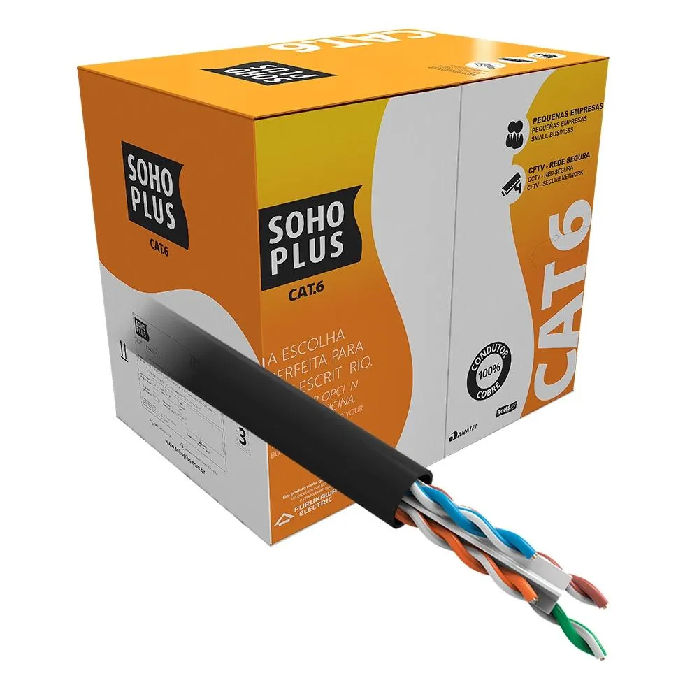 Furukawa Soho Cabos De Rede Cat6 4 Pares - Cabo de Internet RJ45 PC Rolo 305 metros Caixa  Imagem