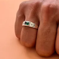 Anel de formatura prata 950 - VERDE -  AN420 - Foto 2