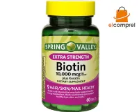 Biotina 10000 Mcg C/ Keratin Spring Valley® - 60 Tablets Eua
