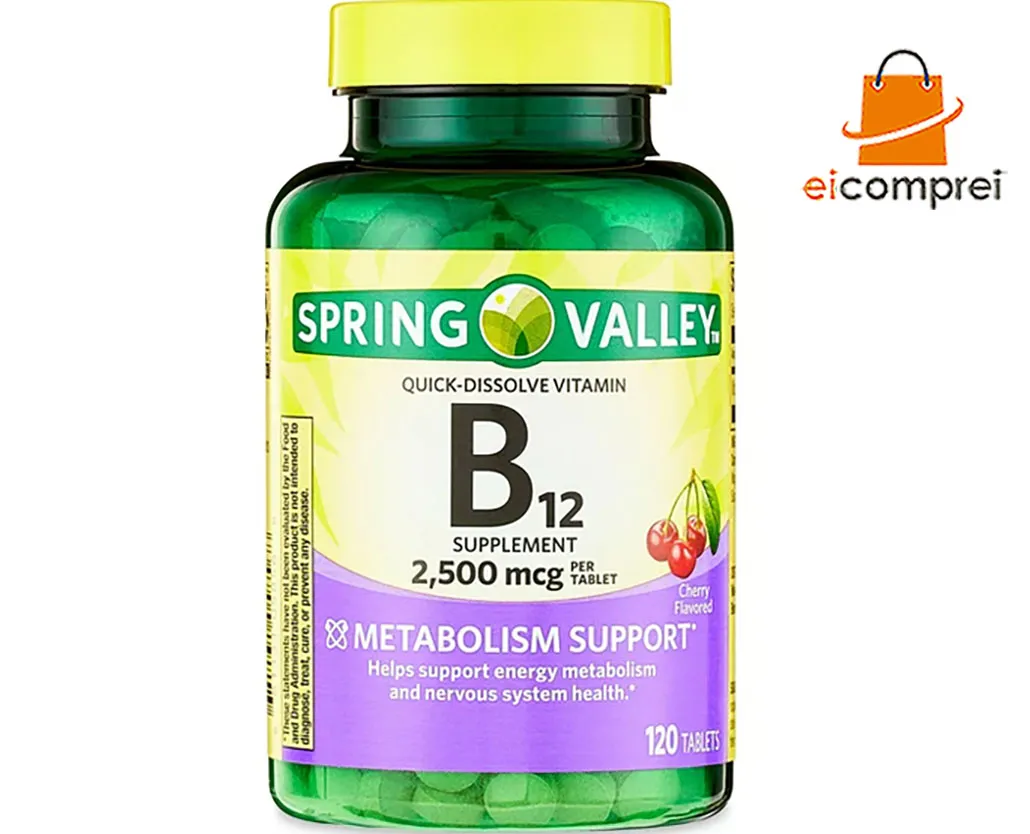 Vitamina B12 Spring Valley Sabor Cereja 2500mcg 120 Tablets Imagem