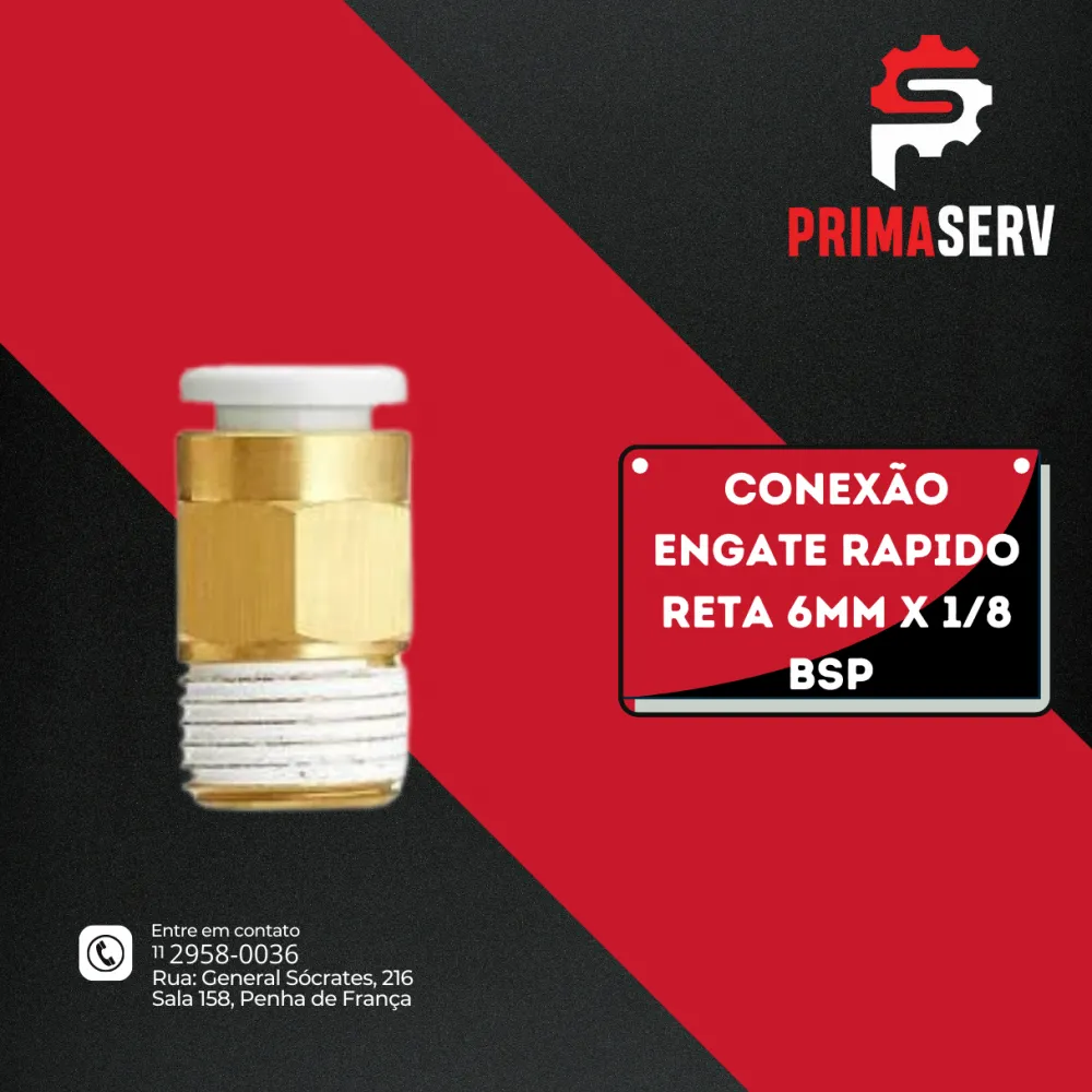 CONEXÃO ENGATE RAPIDO RETA 6MM X 1/8 BSP 