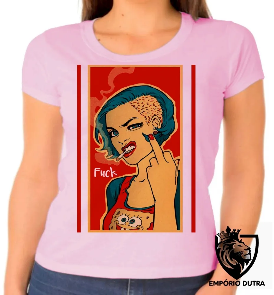 Baby look blusa feminina Fuck woman feminista Imagem