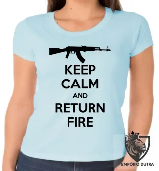 Baby look blusa feminina Fuzil arma pistola ak 47 keep calm - Foto 2