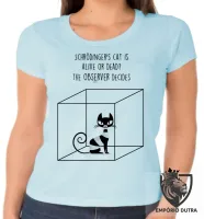 Baby look blusa feminina gato schrodinger fisica quantica - Foto 3