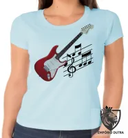 Baby look blusa feminina Guitarra Musica Rock instrumento - Foto 2