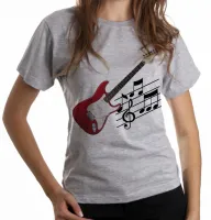 Baby look blusa feminina Guitarra Musica Rock instrumento - Foto 3