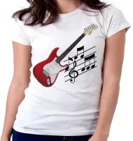 Baby look blusa feminina Guitarra Musica Rock instrumento - Foto 5