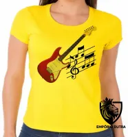 Baby look blusa feminina Guitarra Musica Rock instrumento - Foto 6