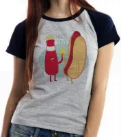Baby look blusa feminina High Five salsicha catchup hot dog - Foto 4