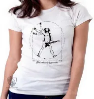 Baby look blusa feminina Homem Vitruviano Leonardo da Vinci Rock - Foto 3