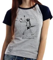 Baby look blusa feminina Homem Vitruviano Leonardo da Vinci Rock - Foto 5