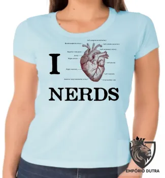 Baby look blusa feminina I love nerds heart coração - Foto 2