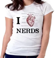 Baby look blusa feminina I love nerds heart coração - Foto 5