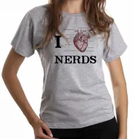 Baby look blusa feminina I love nerds heart coração - Foto 6