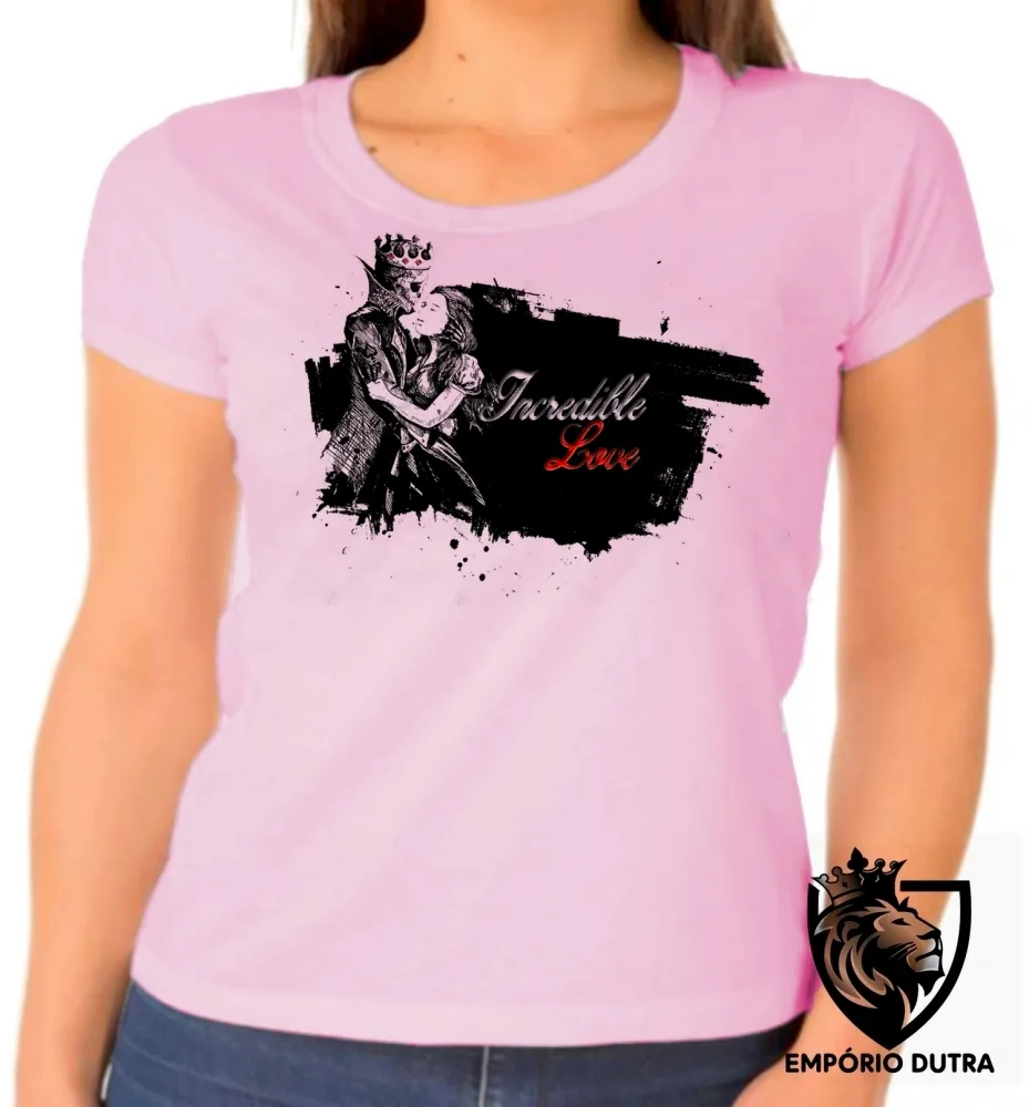Baby look blusa feminina Incredible Love caveira princesa Imagem