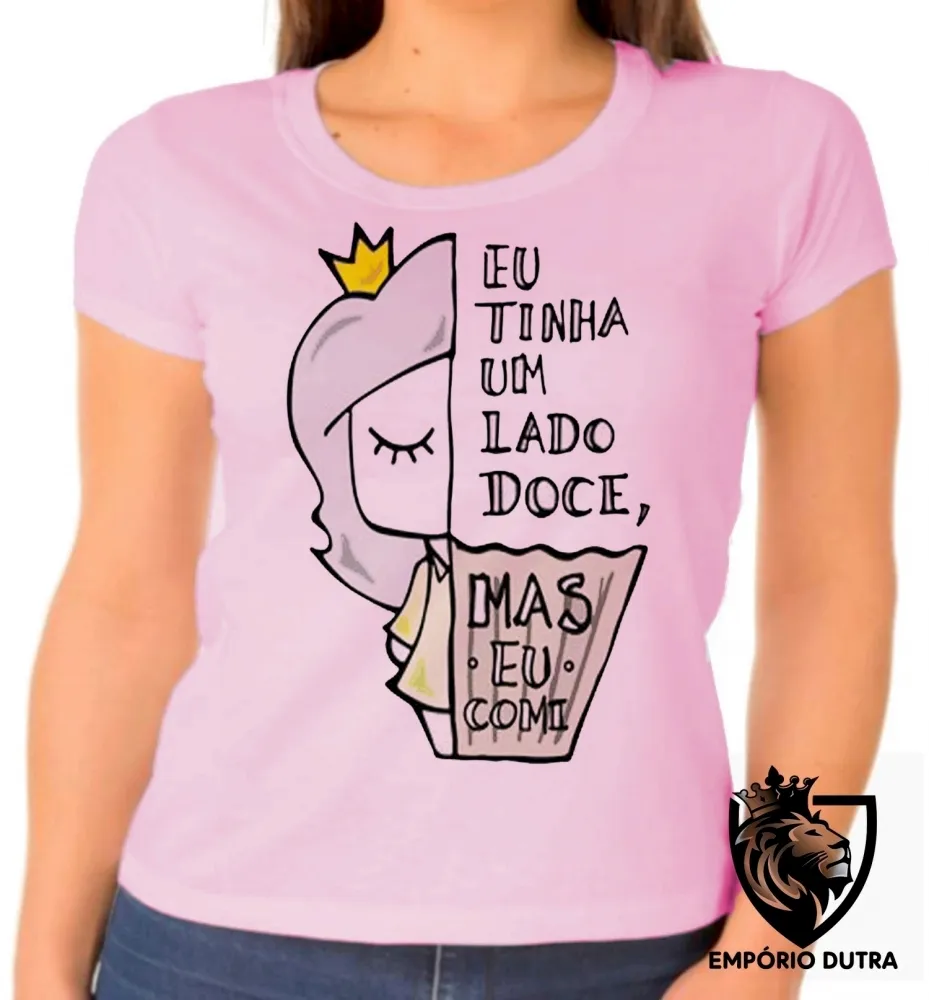 Baby look blusa feminina Lado doce comi cupcake
