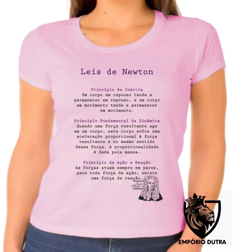 Baby look blusa feminina Leis de Newton
