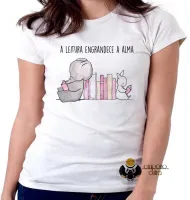 Baby look blusa feminina leitura engrandece alma - Foto 5